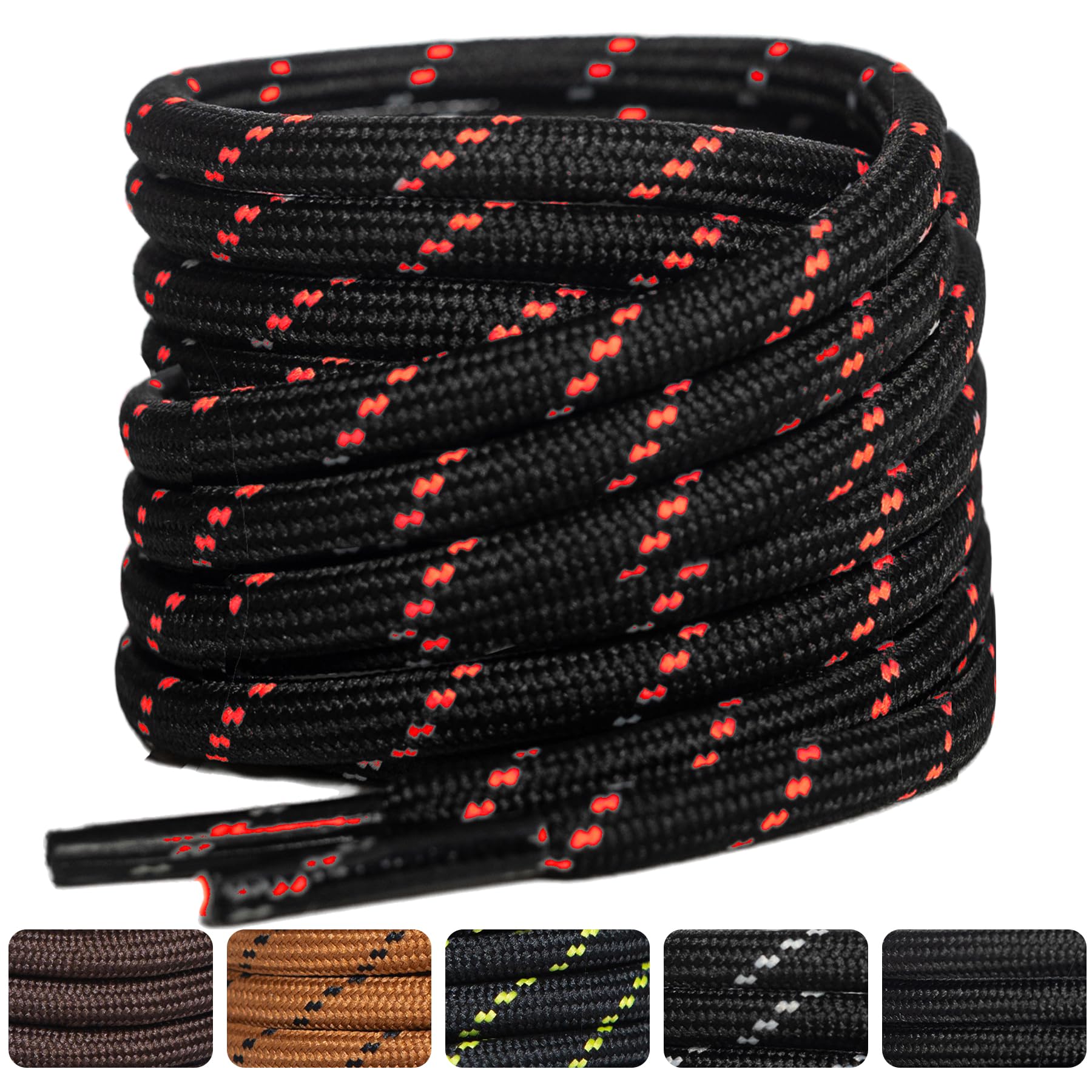 2 Pairs of Reinforced and Durable Round Shoe Laces for Hiking / Safety / Walking