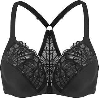 MELENECA Women's Racerback Lace Front Closure Bra