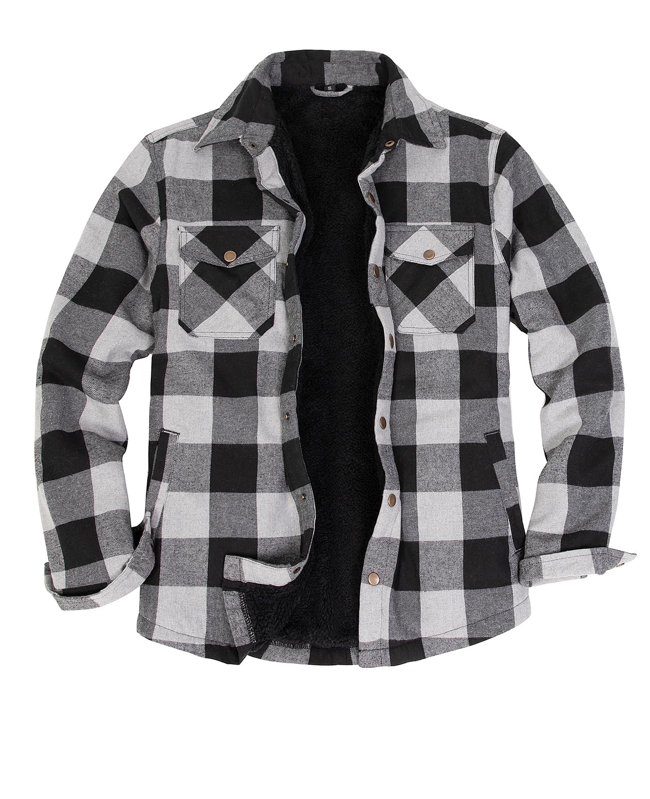 ZENTHACE Men's Sherpa Lined Flannel Shirt Jacket,Long Sleeve Brushed Flannel Sha