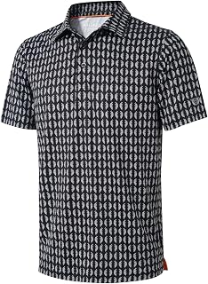 M MAELREG Golf Shirts for Men Dry Fit Short Sleeve Print Performance Moisture Wicking Polo Shirt