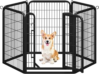 Yaheetech Heavy Duty Dog Pen Indoor/Outdoor, 6 Panels, 65x80 cm W/H, Black