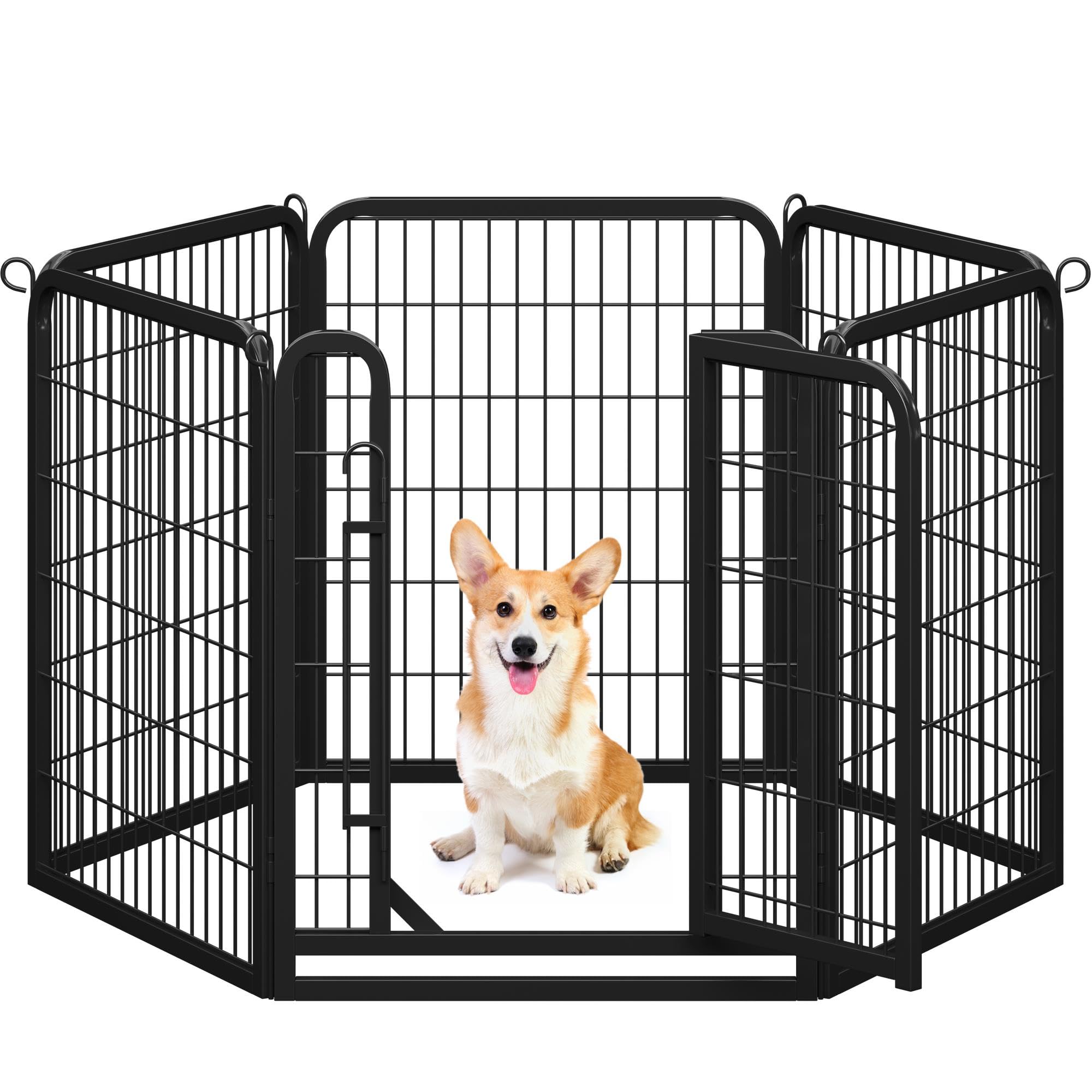 Yaheetech Heavy Duty Dog Pen Indoor/Outdoor, 6 Panels, 65x80 cm W/H, Black