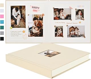 Pssoss 10x10 Inch DIY Scrapbook Album, Linen Hardcover, 40 Pages, Beige | Memory Book for Baby, Wedding, Family, Anniversary, Travel Photos and Keepsakes, Premium Acid-Free Paper