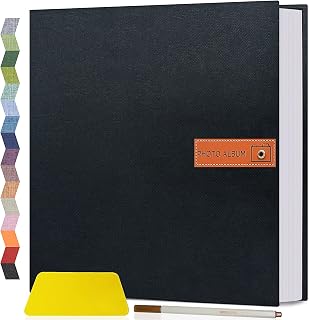 Popotop Large Photo Album Self Adhesive 4x6 5x7 8x10 Scrapbook Album DIY Picture Book,Gifts for Mom,Family Baby and Wedding,with Metal Pen and Plastic Board