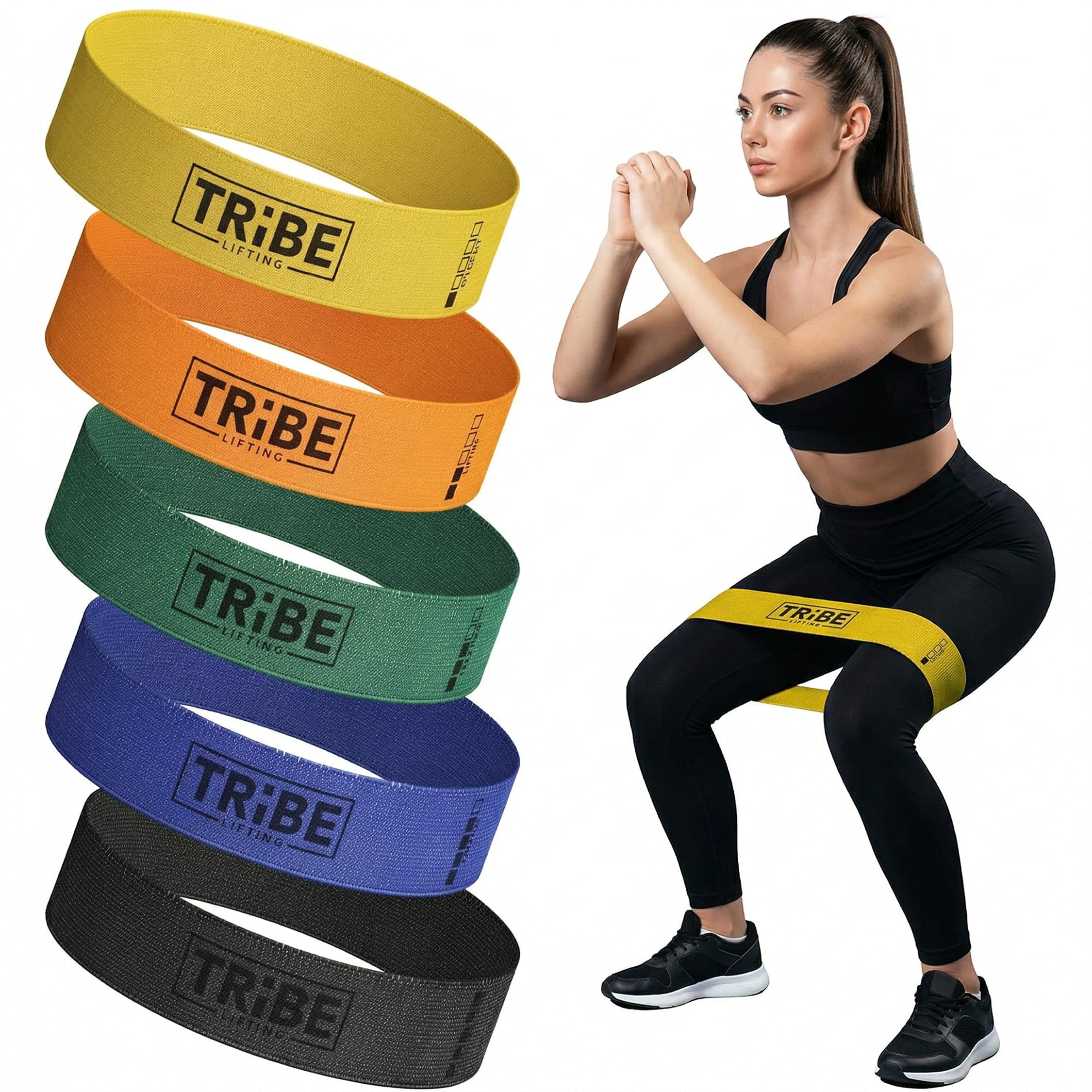 Fabric Resistance Bands for Working Out, 5-Band Set for Legs and Glutes | Booty 