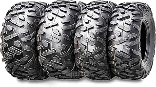 WANDA Set 4 ATV/UTV Tires 25x8-12 &amp; 25x10-12 /6PR Power-Trail 10375/10376 | POWER-TRAIL Series Classic Solid Non-Direction Lugs Cover All Terrains