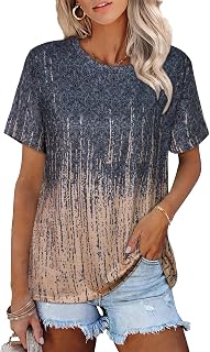 JOELLYUS Top estivo da donna casual a maniche corte girocollo carino alla moda tunica camicette spiaggia vacanze abiti
