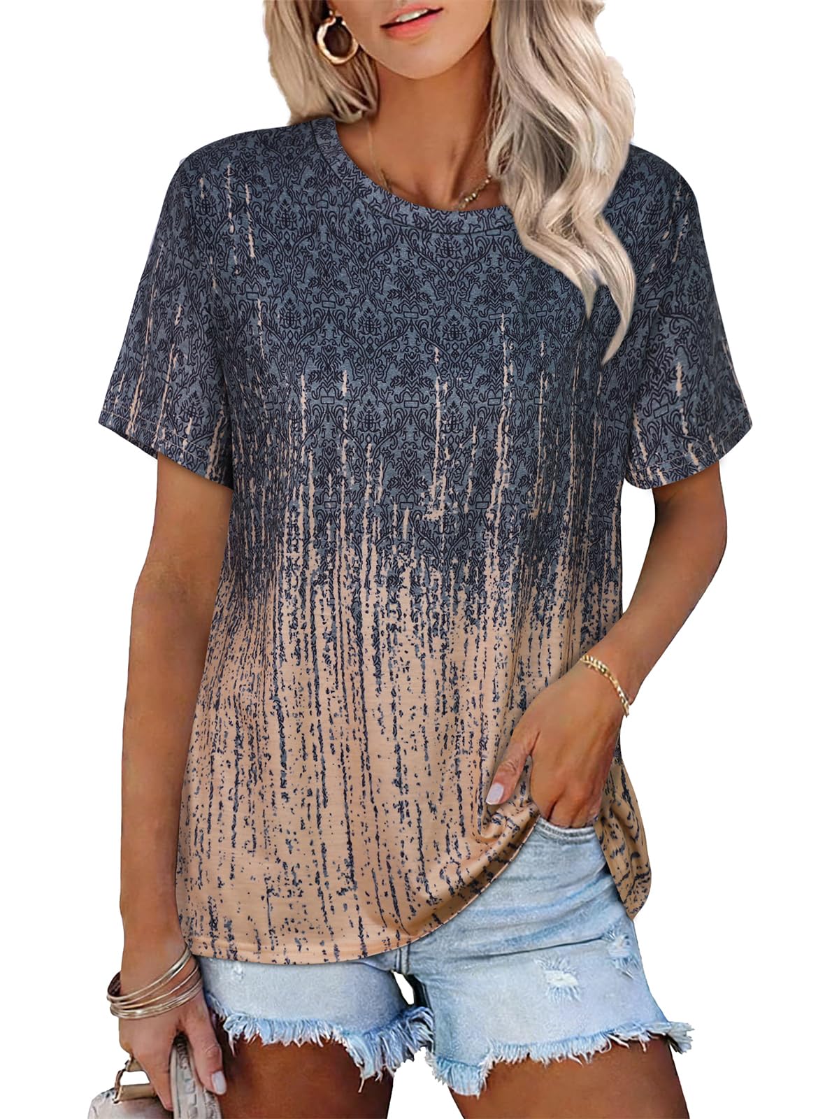 JOELLYUS Top estivo da donna casual a maniche corte girocollo carino alla moda t