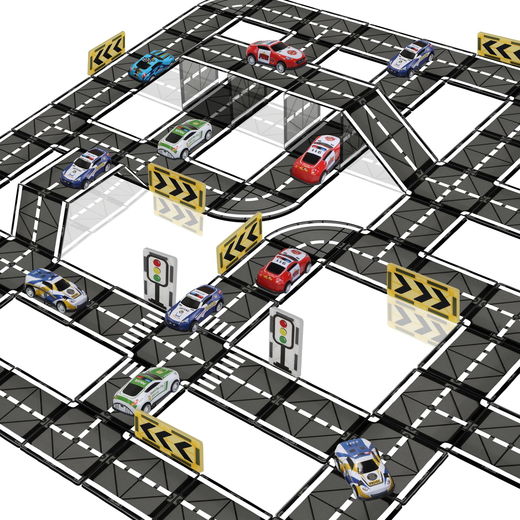 Magnetic Tiles Road Set with Pullback Car for Kids Ages 4-8 Boys Stem Toys | Mag