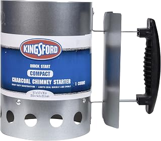 Kingsford Charcoal Chimney Starter, Compact, Quick Start, 1 Count | Quick-light zinc steel starter with heat shield and stay-cool handle; no assembly, fits compact grills and travel