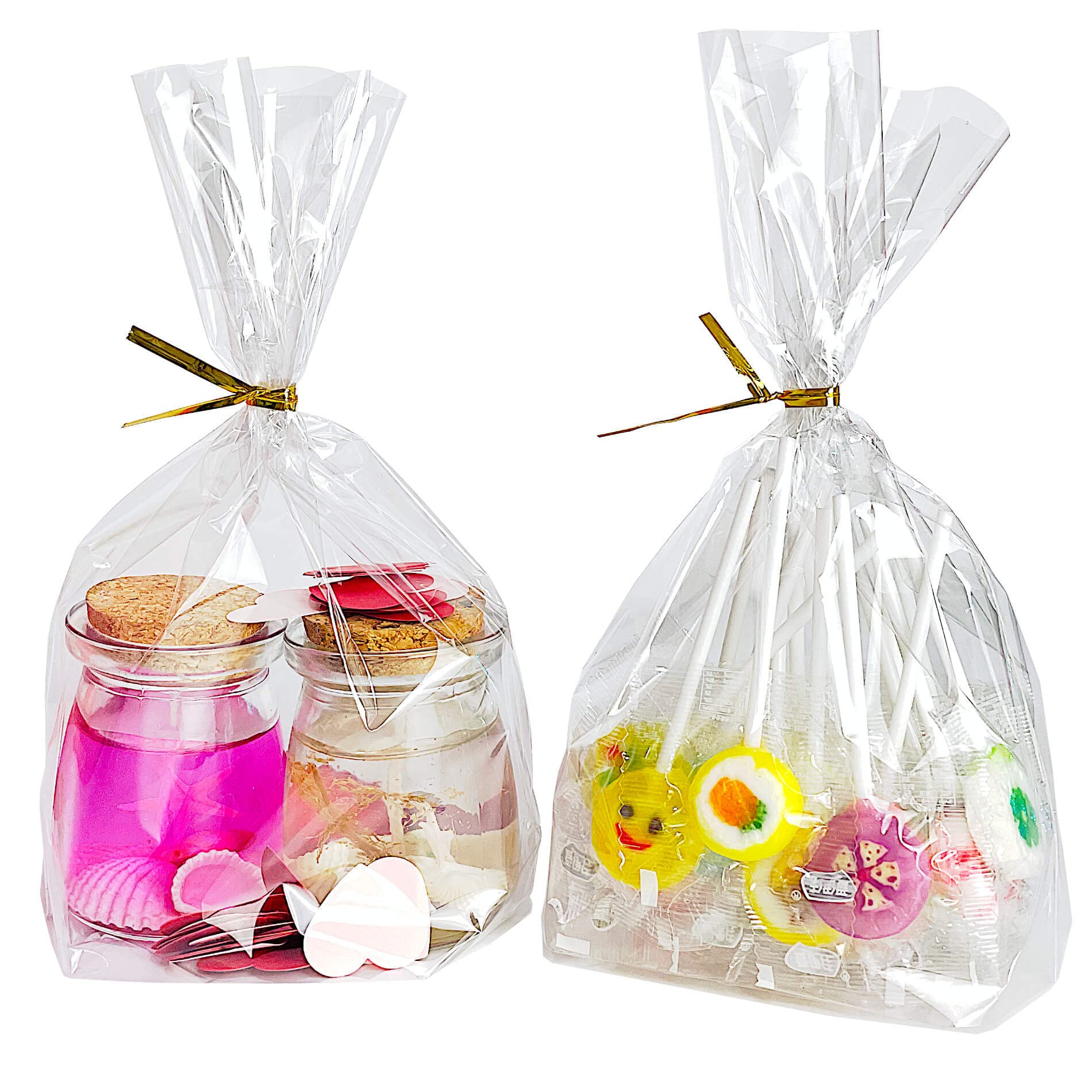 PigPotParty Cellophane Treat Bags 7x10 Inch, 50 Pack, Clear Goodie Bags