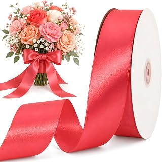 TONIFUL 100 Yard Dark Pink Satin Ribbon 1-1/2 Inch for Gift Wrapping