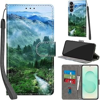 Cover for Samsung Galaxy S25 Plus PU Leather Case [Kickstand] [Magnetic Closure] [Card Slots] Wallet Flip Case for Samsung S25 Plus, Butterfly Green, Forest