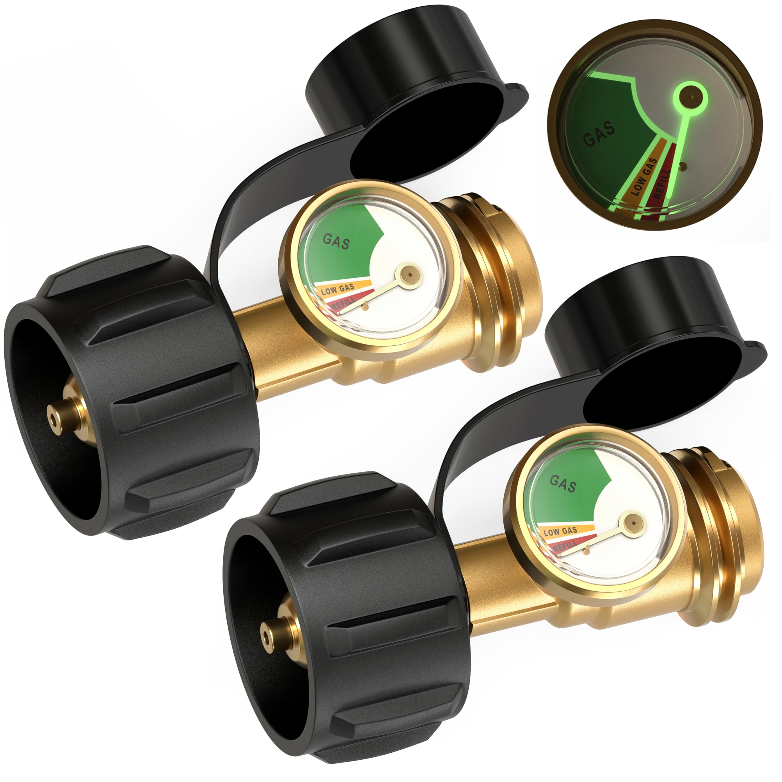 Propane Tank Gauge Level Indicator for 5-40lb LP Tanks,2 Packs | QCC1/Type1 conn