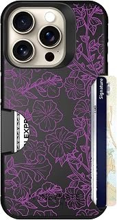 Scooch for iPhone 15 Pro Wallet Case, Moneymate, Purple Petunias