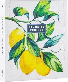 Deluxe Recipe Binder - Favorite Recipes (Lemon Design) - 8.5x11 Blank Recipe Book to Write in Your Own Recipes | 3-Ring Organizer with Dividers & Notepad | Bridal Shower & Family Gift