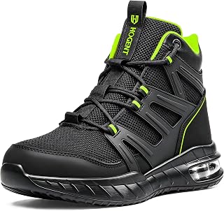 Hogent Steel Toe Boots for Men, Cushioned Safety Work Shoes