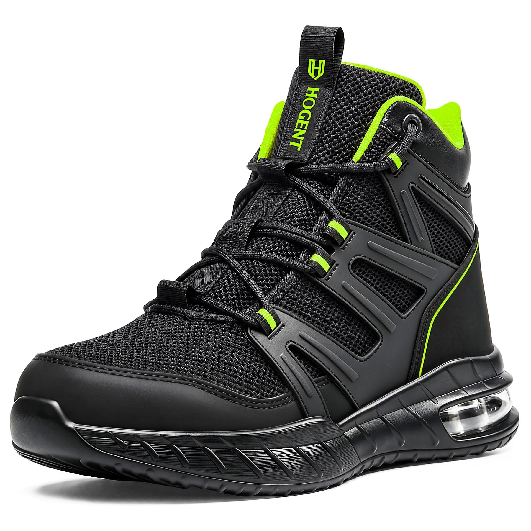 Hogent Steel Toe Boots for Men, Cushioned Safety Work Shoes