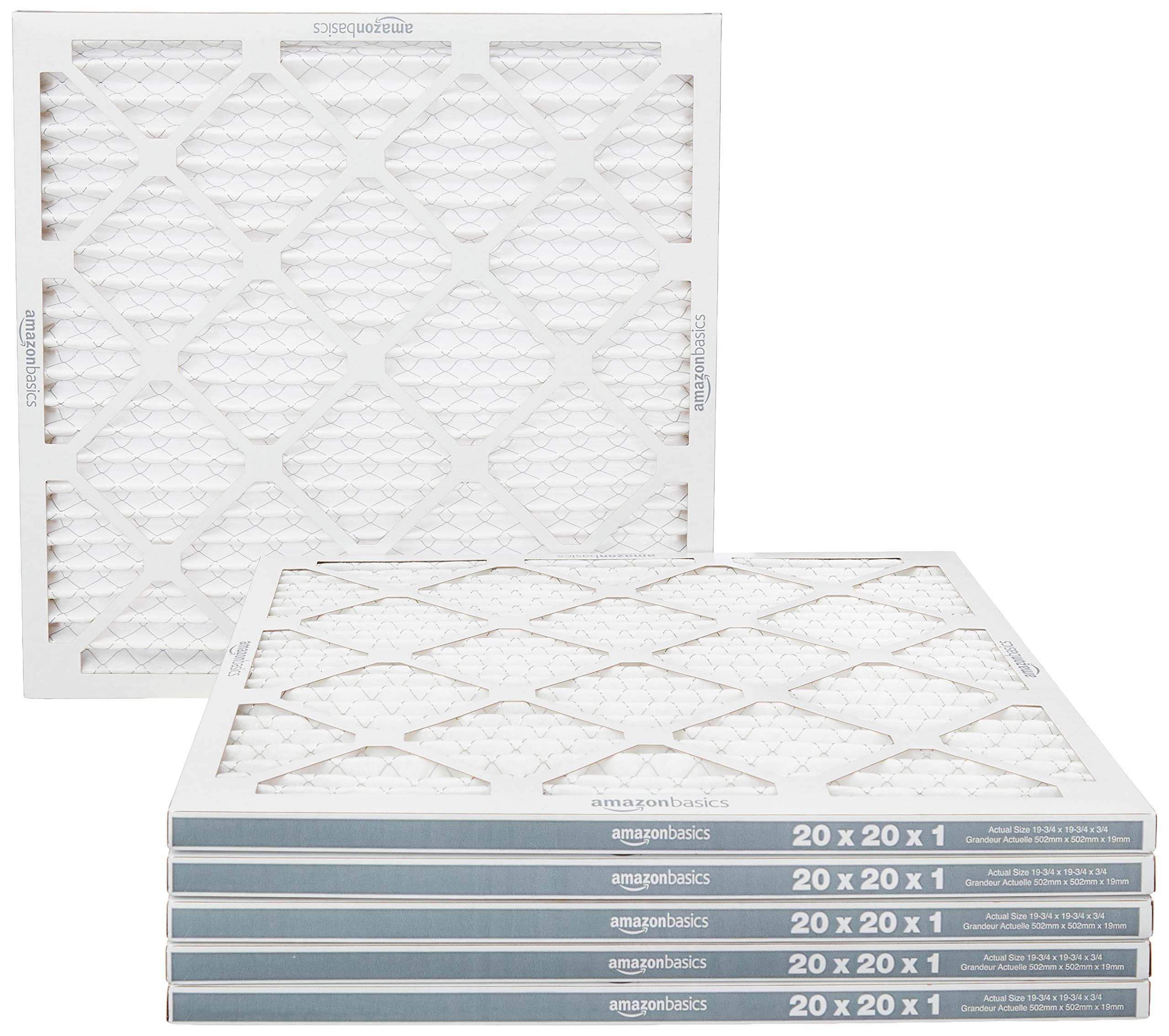 Amazon Basics 20x20x1 Air Filter 6-Pack, MERV 11 AC Furnace Filters, Dust, Pet, 