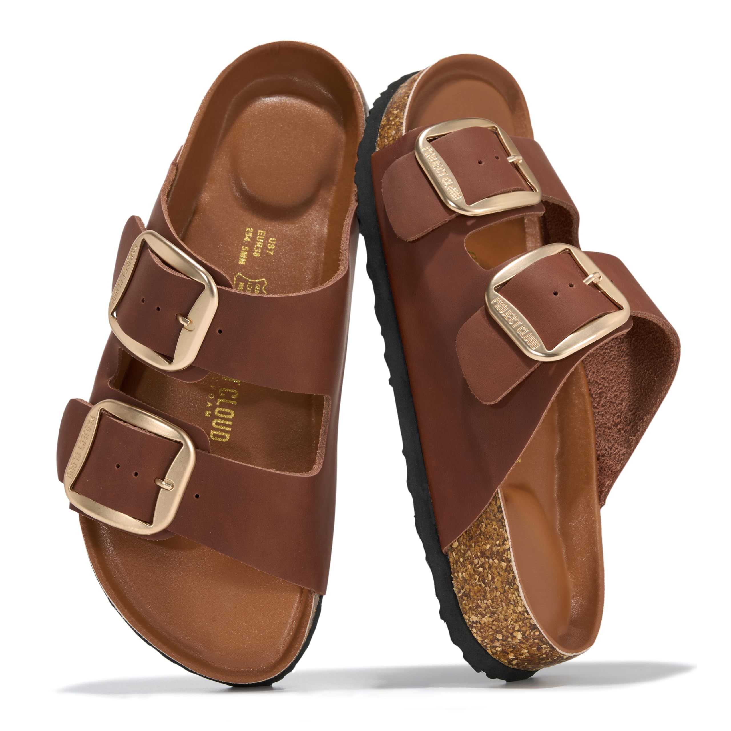 Project Cloud 100% Genuine Leather Flat Sandals for Women 2026 Comfort Beach Ess