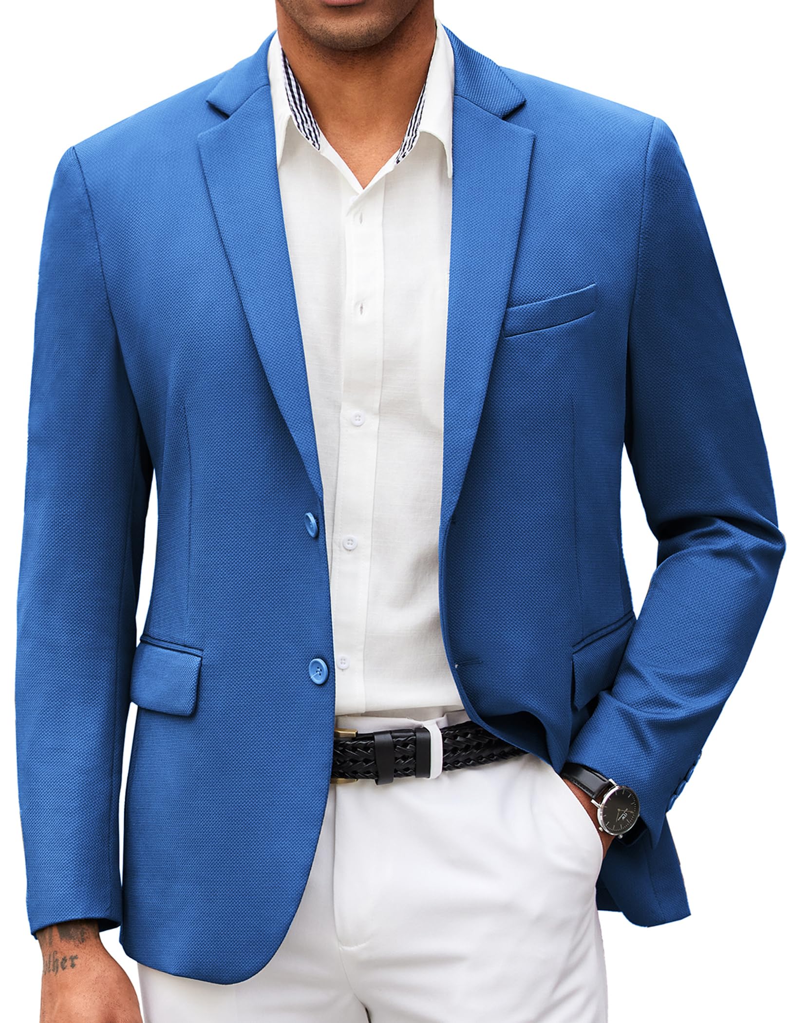 COOFANDY Mens Casual Blazer Slim Fit Suit Jacket Lightweight Knit Sport Coat Two