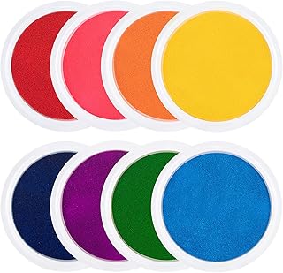 Biggun 7" Large Ink Pad for Kids Craft Scrapbook Supplies Finger Paint | Hand &amp; Footprint Size, Rainbow Ink Pads for Stamps, Safe&amp; Washable, DIY Crafting Paper Card Making, Kids Birthday Gifts