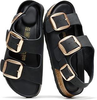 Project Cloud Summer Sandals for Women Genuine Leather 2025 - Women Sandals with Back Strap Memory Foam Comfortable Non-Slip Large Buckle Sandals (Garda)