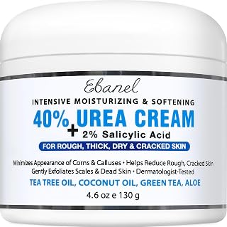 Ebanel Urea Cream 40% plus Salicylic Acid 2% for Dry Cracked Feet Skin | Deeply Moisturizes &amp; Softens Dry Cracked Heels, Feet, Knees, Elbows, Hands, Rough Dead Skin Callus Remover Toenail Softener