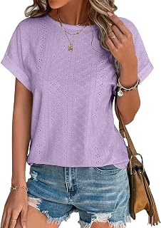 Bliwov Women's Summer Short Sleeve Embroidery Eyelet Blouses