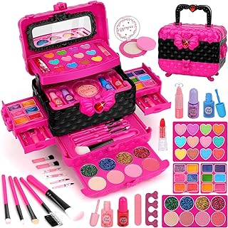 Teensymic Kids Makeup Kit for Girls, 54PCS Washable Makeup Toys, Age 3-13, Princess Theme, Girl Toys, Social Skill, Hand-Eye Coordination
