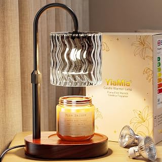 YiaMia Candle Warmer Lamp - Dimmable & Timer with 2 Bulbs for Jar Candles | Height Adjustable Flameless Warmer Lamp, Black Lamp Birthday Gifts for Women Mum, New Home Bedroom Decor House Warming Gifts