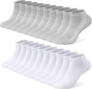 FALARY Men's Women's Sports Socks 10 Pairs Low Cotton Socks