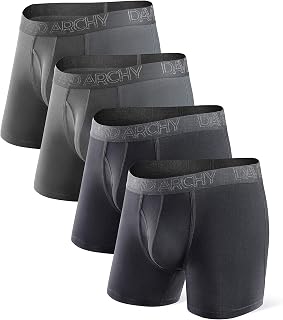 DAVID ARCHY Men's Boxer Shorts Retro 3D Pocket Bulge Underpants Bamboo Underwear Base Ultra Soft Breathable 3/4 Pack