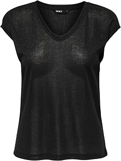 Only Onlsilvery S/S V Neck Lurex Top Jrs Noos T-Shirt Women