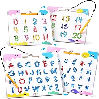 JoyCat Magnetic Letter and Number Tracing Board Set, ABC and Numbers 1-20 | Double-sided boards help toddlers practice uppercase/lowercase ABCs, numbers and math; preschool educational gift for kids.