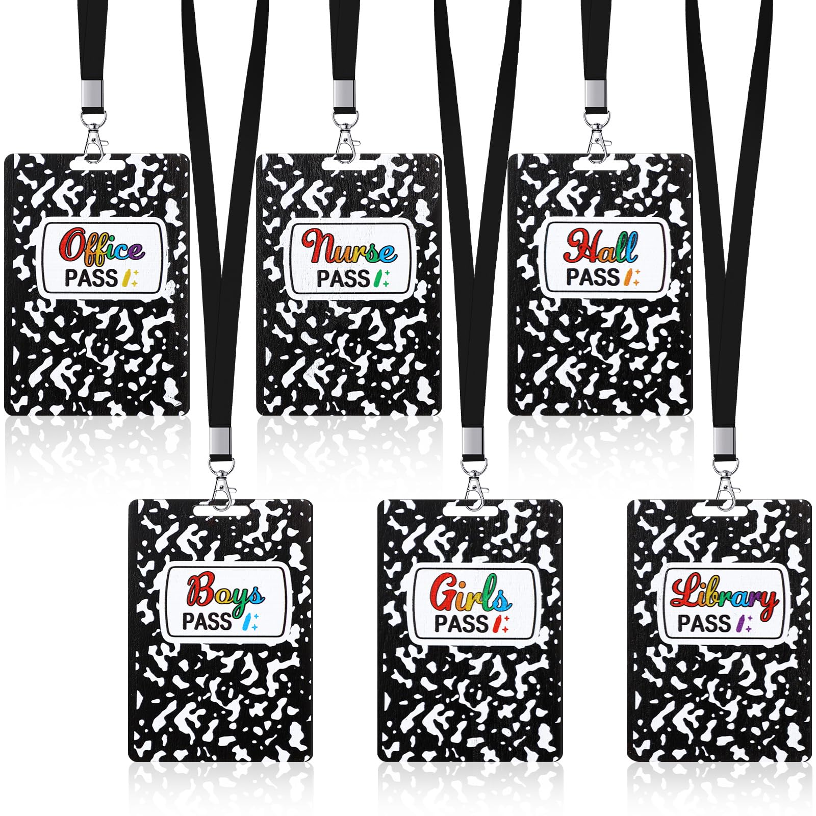Sabary 6 Pcs Bathroom Passes for Classrooms Teacher Hall Pass, Black | Compositi