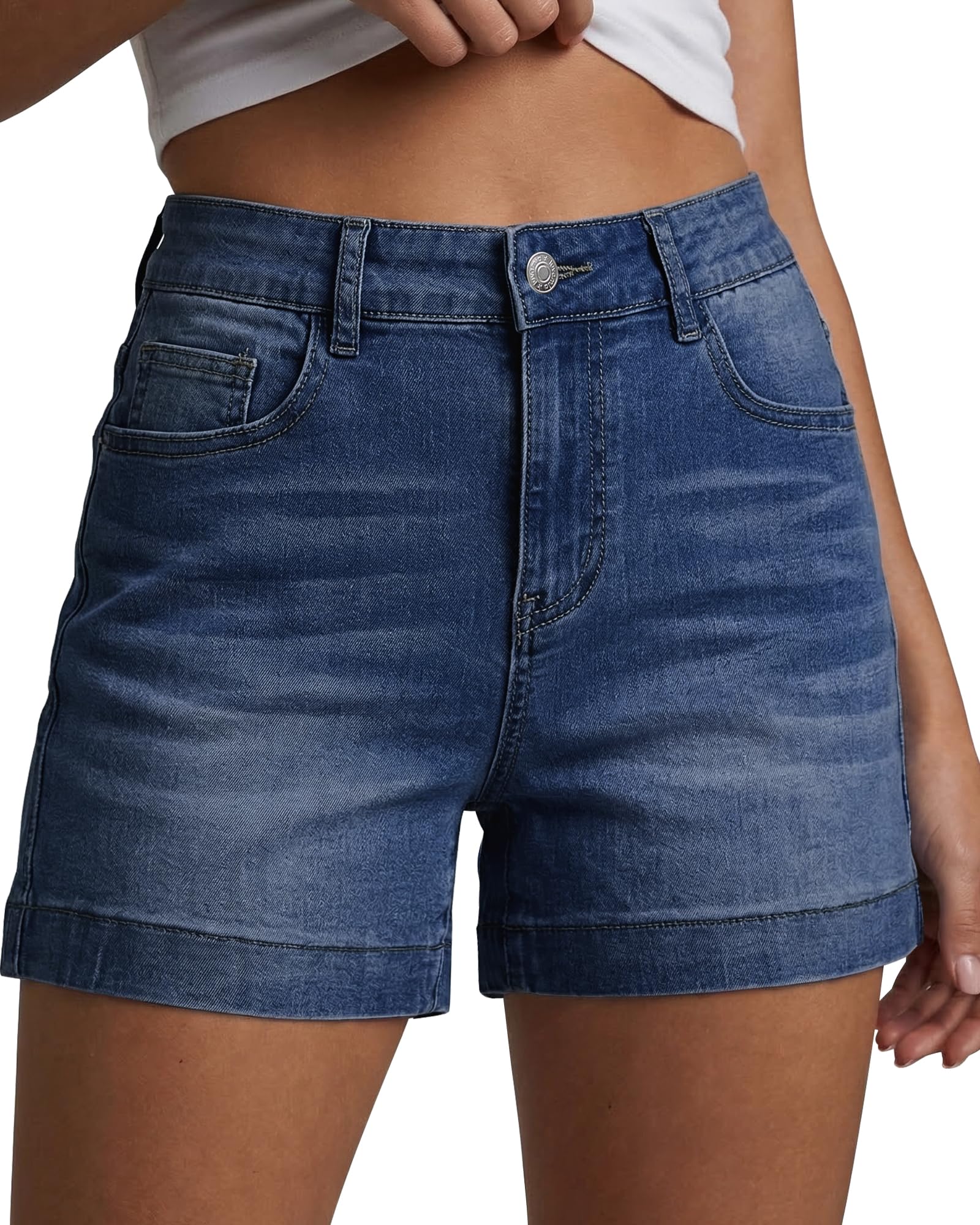 luvamia Jean Shorts for Women High Waist Stretch Jorts Summer Denim Shorts