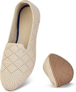 Puxowe Comfortable Ballerinas Women's Breathable Knitted Flat Shoes Memory Foam Foldable Slippers Slip-On Shoes