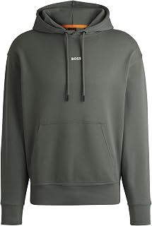 BOSS Cotton Fleece Hoodie with Printed Logo