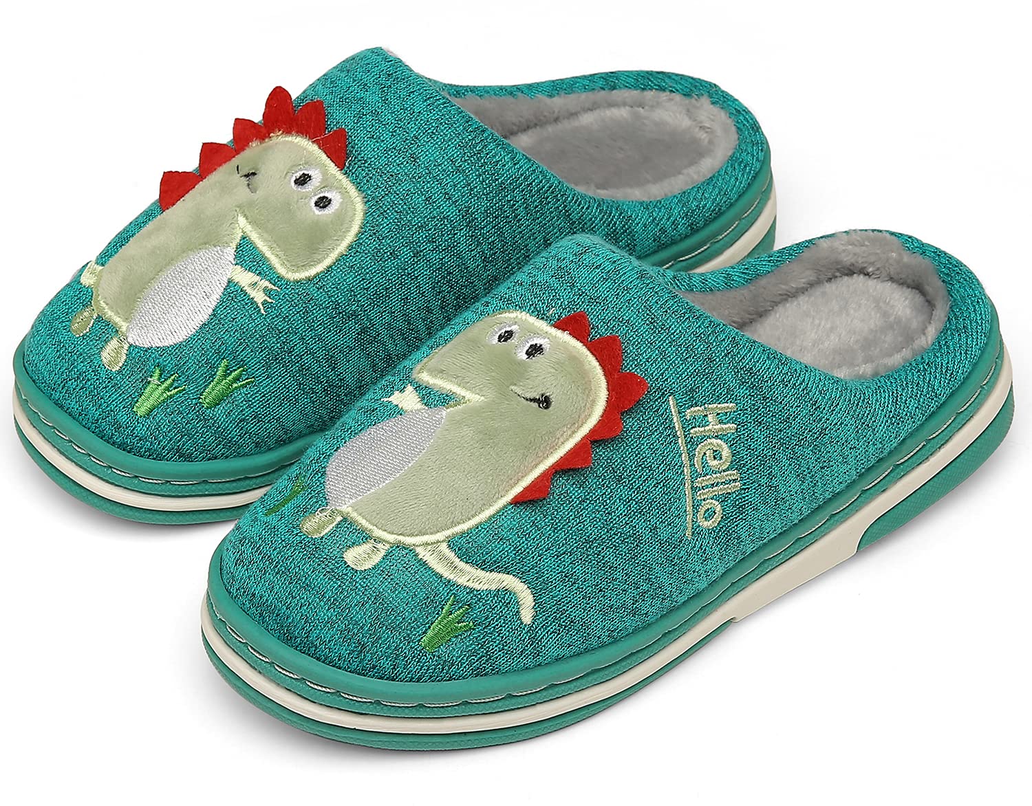 INMINPIN Winter House Slippers Children Warm Plush Winter Slippers Cute Dinosaur