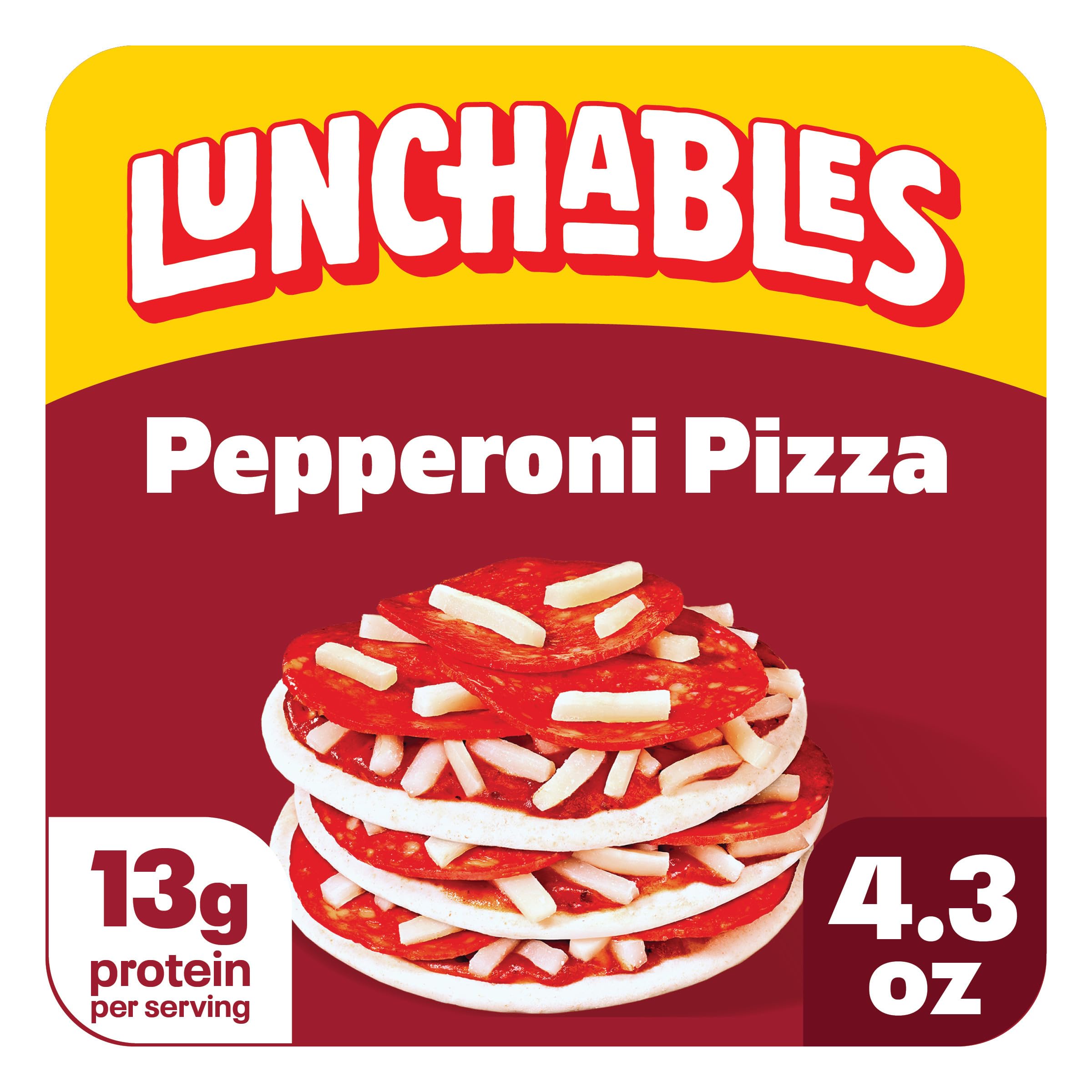 Lunchables Pizza, Pepperoni, 4.3 oz Pack | 13g Protein, Makes 3 Tasty Pizzas wit