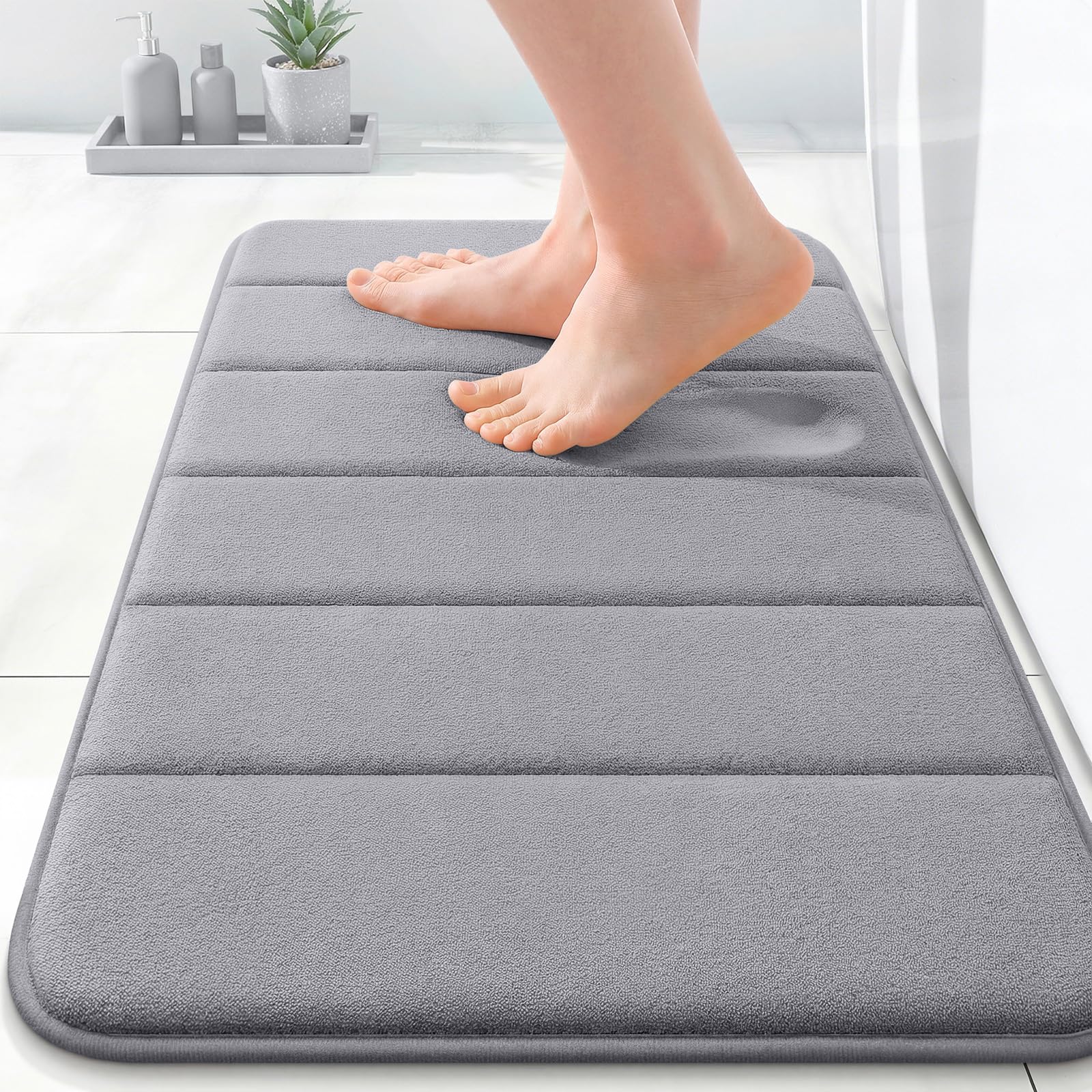 smiry Memory Foam Bath Mat 40 x 60 cm Bathroom Mat Dark Grey