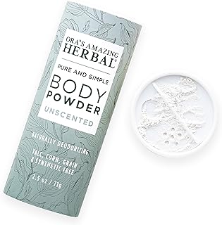 Ora's Amazing Herbal Fragrance Free Body Powder for Women and Men, Unscented Talc Free Talcum Powder, Cornstarch Free Dusting, Waxing Powder, Natural Sugaring, Dry Shampoo, Made in USA, 2.5 oz