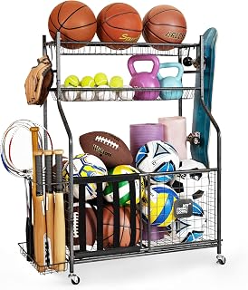 Mythinglogic Rolling Sports Equipment and Toy Organizer for Garage