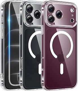 FNTCASE for iPhone 18 Pro Case/17 Pro Case Clear with Screen Protector | Anti Yellowing, Compatible with Magsafe, Magnetic, Rugged Shockproof Protective, Transparent Cell Phone Cover