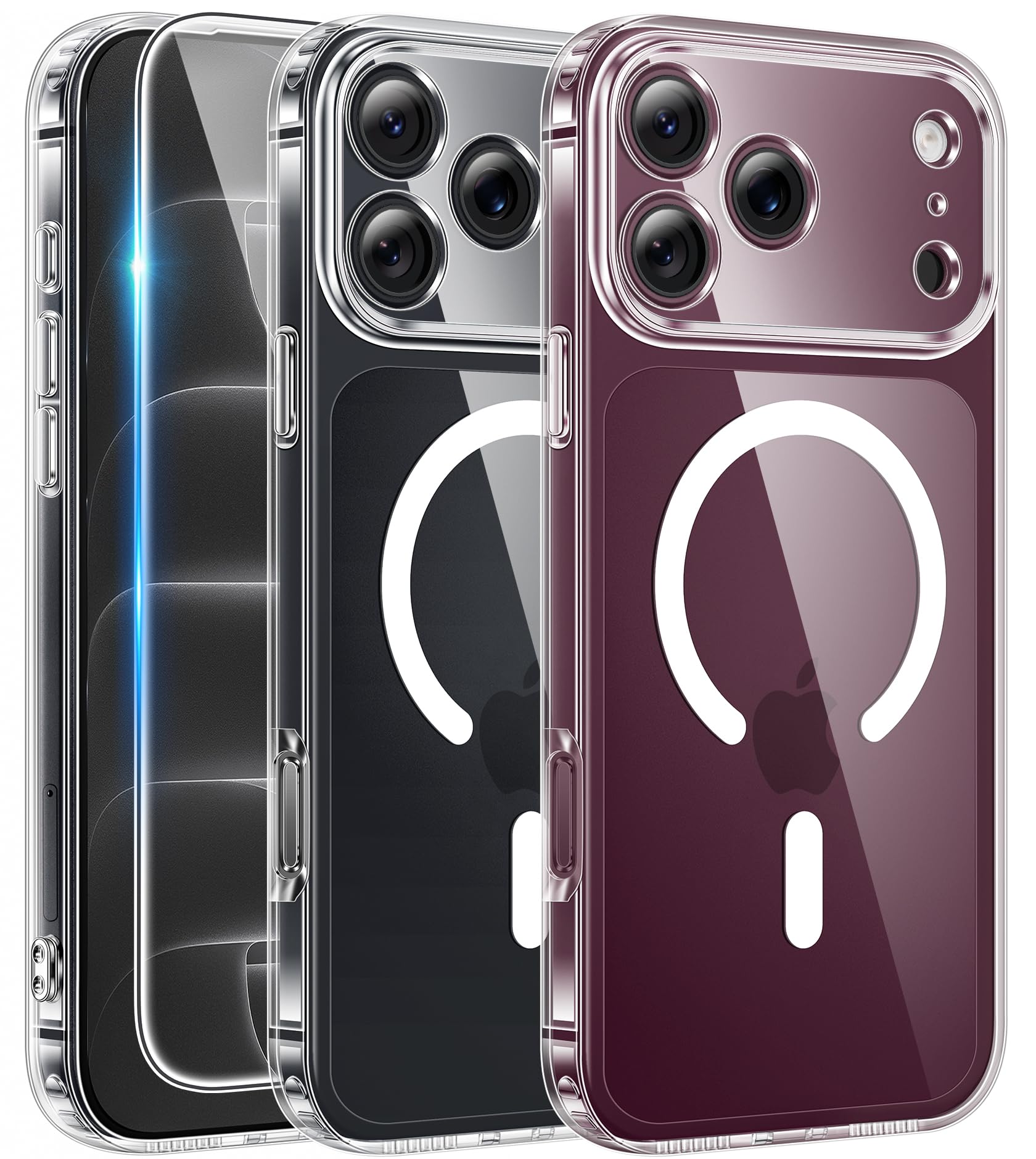 FNTCASE for iPhone 18 Pro Case/17 Pro Case Clear with Screen Protector | Anti Ye
