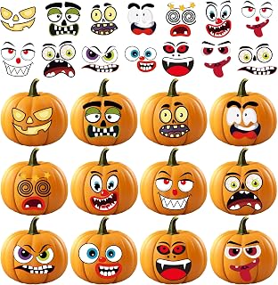 OHOME Halloween Party Favors - 36 Pack DIY Pumpkin Face Stickers for Kids - Halloween Games Toys Gifts Crafts Treats Accessories - Trick-or-Treat Pumpkin Decorations Activities Party Supplies