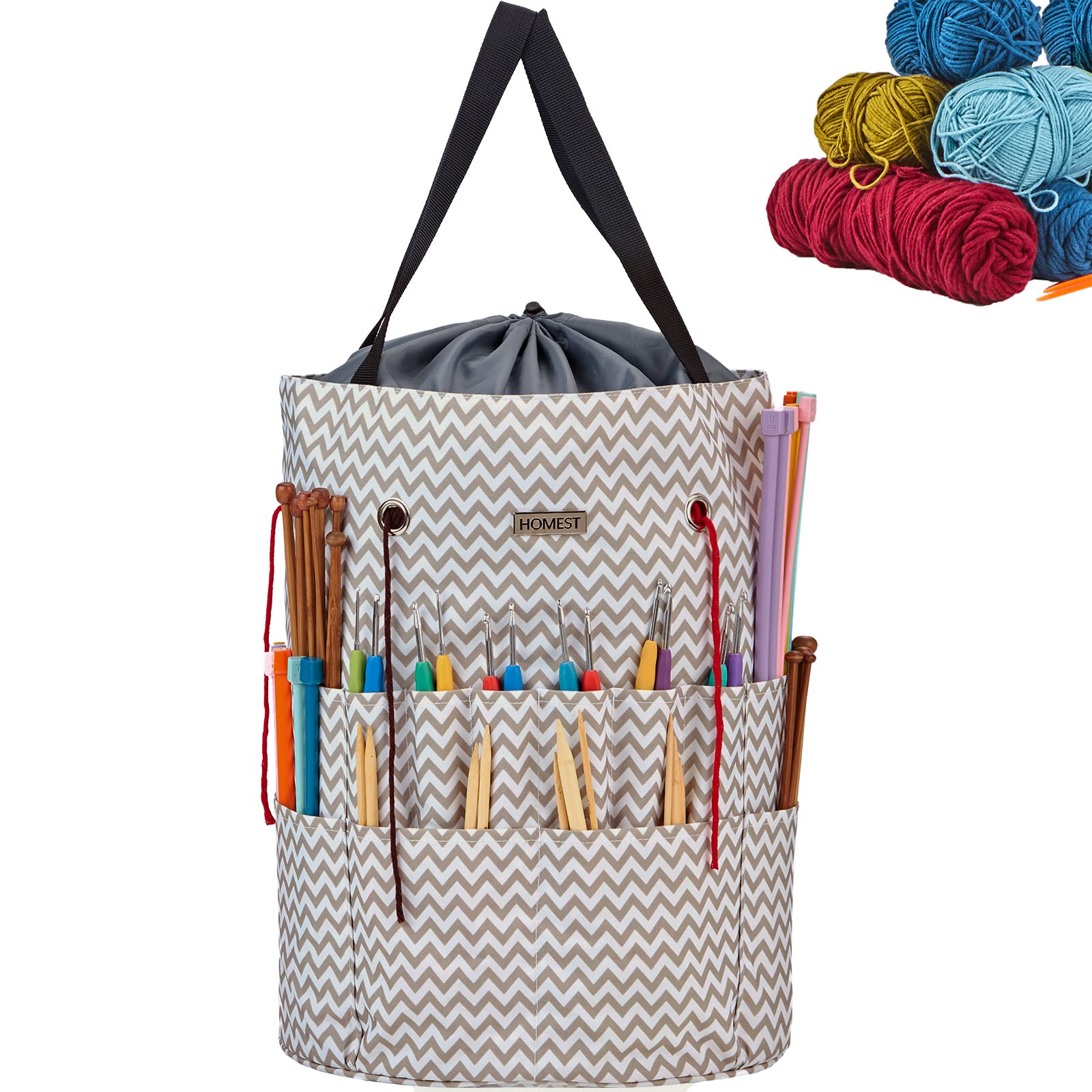 HOMEST Crochet Bag Organizer for Yarn Storage, and Knitting Accessories | Custom