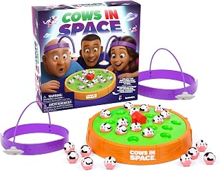 Cows in Space -The Kid-Friendly Extraterrestrial Game by Relatable | Fun 2 Player Space Game for Kids, Includes 2 UFO Headbands, Spinning Base, 21 Cows & Instructions