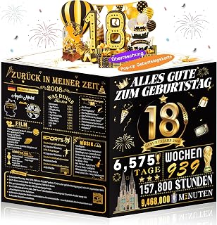 OLOSONG Birthday Card 18th Birthday Card - 3D Pop Up Card Gifts 18th Birthday Girl Boy Funny Golden Decoration 18th Birthday For Boyfriend Daughter Son Sister Her Back in 2008 With Envelope